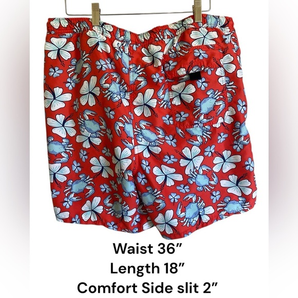 VINYARD VINES MEN’S SWIM SHORTS Floral Red Large Like New Drawstring Waistband - Picture 12 of 14